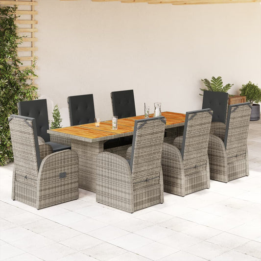 9-delige Tuinset met kussens poly rattan grijs Tuinsets | Creëer jouw Trendy Thuis | Gratis bezorgd & Retour | Trendy.nl