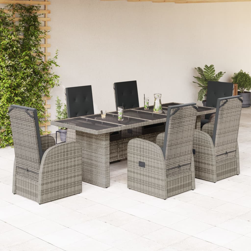 7-delige Tuinset met kussens poly rattan grijs Tuinsets | Creëer jouw Trendy Thuis | Gratis bezorgd & Retour | Trendy.nl