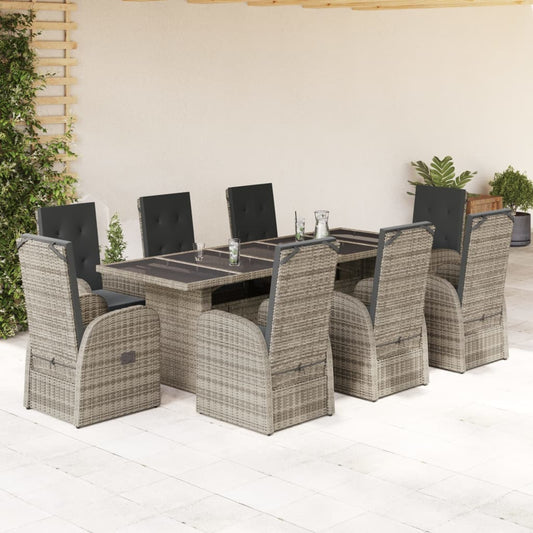 9-delige Tuinset met kussens poly rattan grijs Tuinsets | Creëer jouw Trendy Thuis | Gratis bezorgd & Retour | Trendy.nl