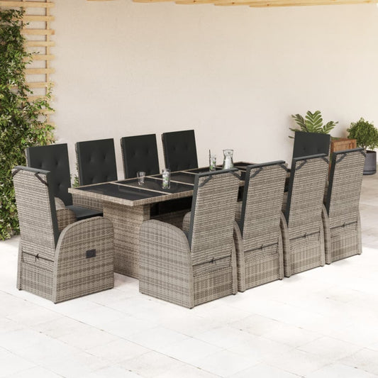 11-delige Tuinset met kussens poly rattan grijs Tuinsets | Creëer jouw Trendy Thuis | Gratis bezorgd & Retour | Trendy.nl