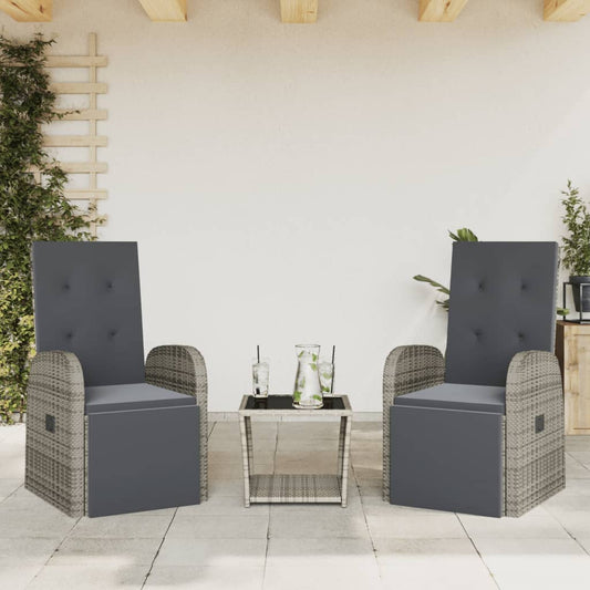 3-delige Tuinset met kussens poly rattan grijs Tuinsets | Creëer jouw Trendy Thuis | Gratis bezorgd & Retour | Trendy.nl