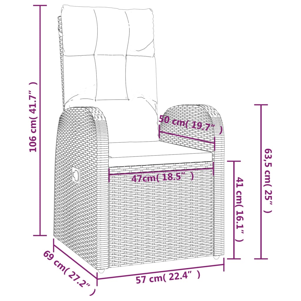 7-delige Tuinset met kussens poly rattan zwart