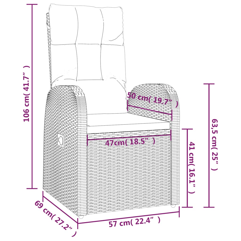 9-delige Tuinset poly rattan zwart