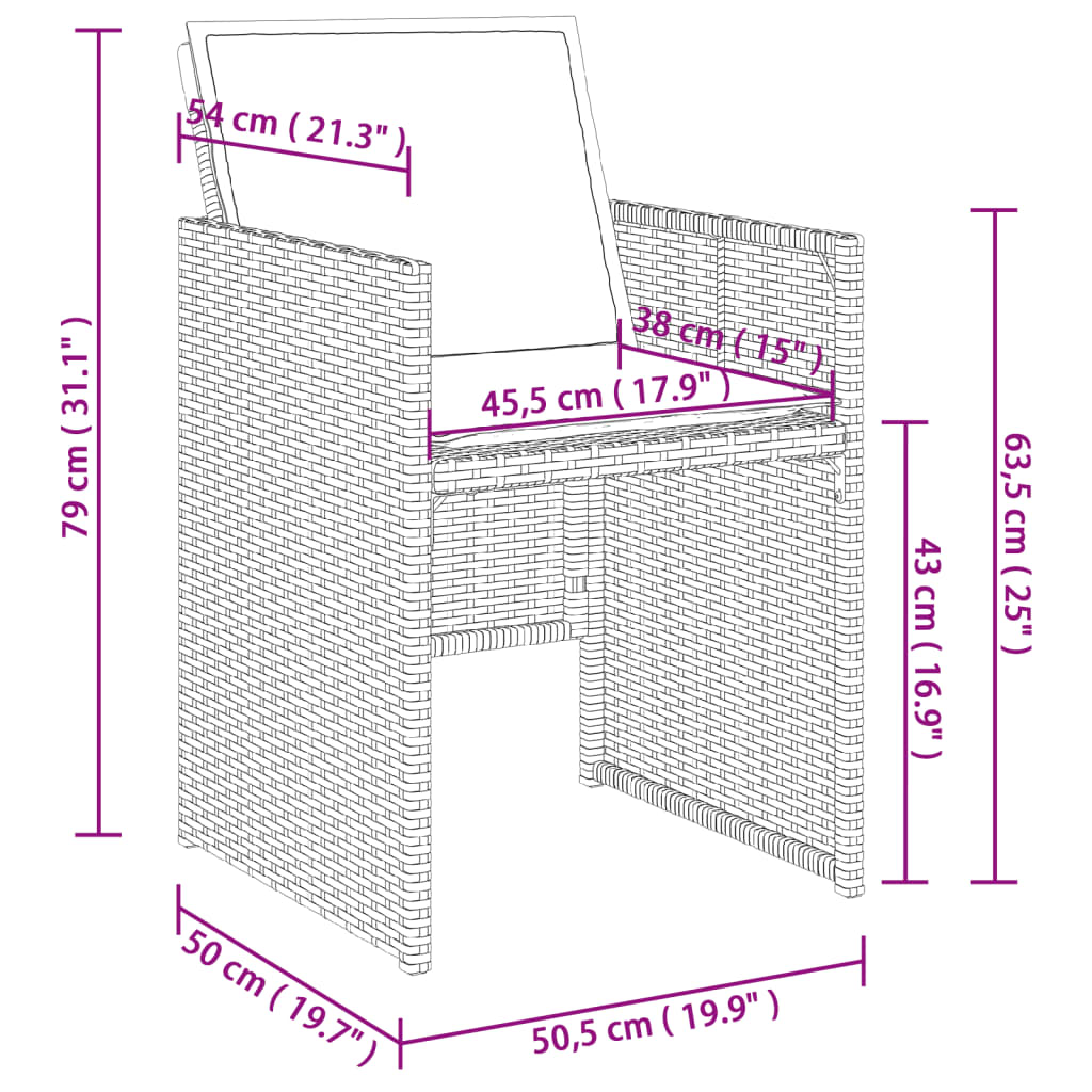 5-delige Tuinset met kussens poly rattan zwart Tuinsets | Creëer jouw Trendy Thuis | Gratis bezorgd & Retour | Trendy.nl