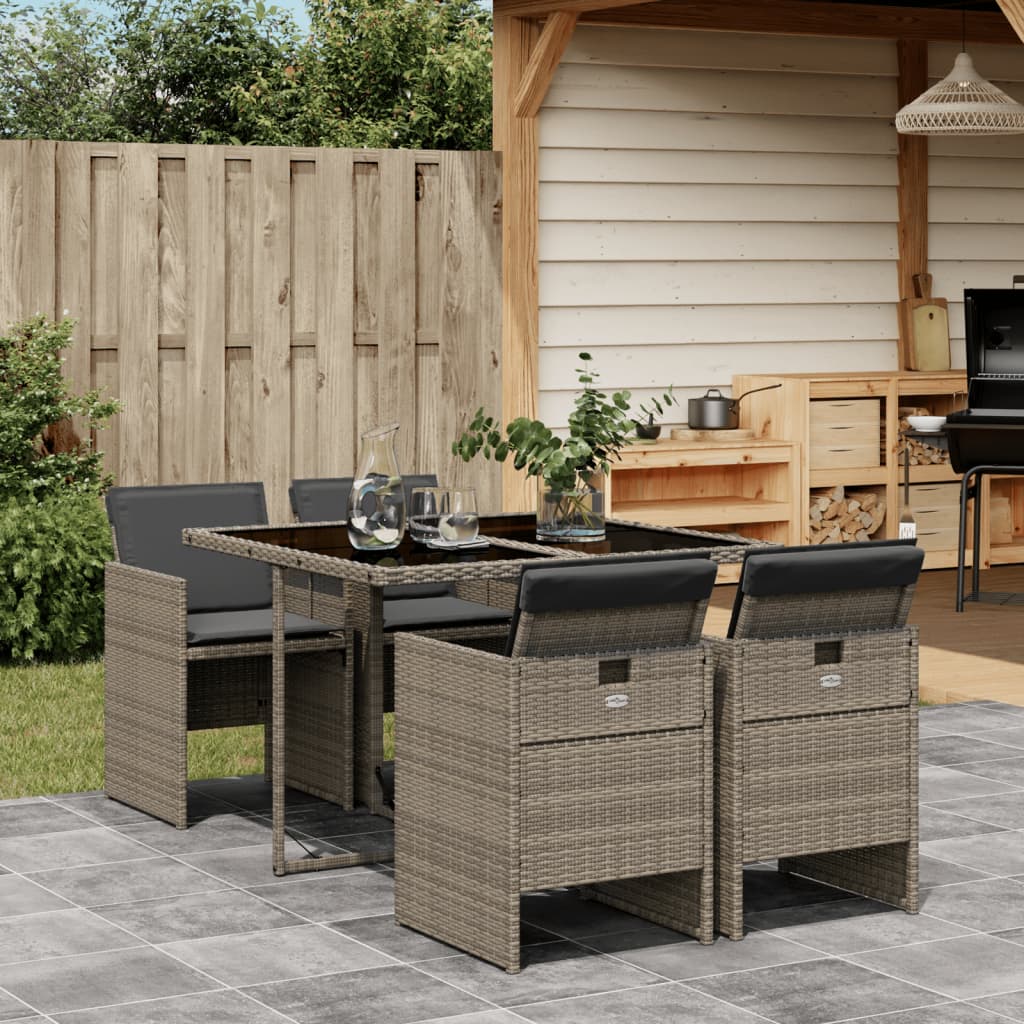 5-delige Tuinset met kussens poly rattan grijs Tuinsets | Creëer jouw Trendy Thuis | Gratis bezorgd & Retour | Trendy.nl