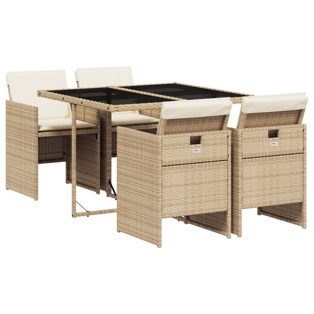 5-delige Tuinset met kussens poly rattan beige Tuinsets | Creëer jouw Trendy Thuis | Gratis bezorgd & Retour | Trendy.nl