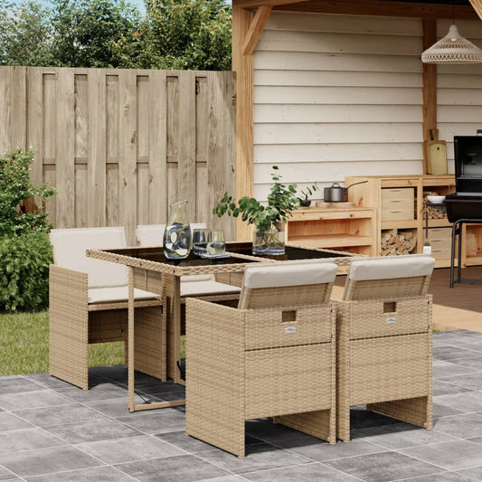 5-delige Tuinset met kussens poly rattan beige Tuinsets | Creëer jouw Trendy Thuis | Gratis bezorgd & Retour | Trendy.nl