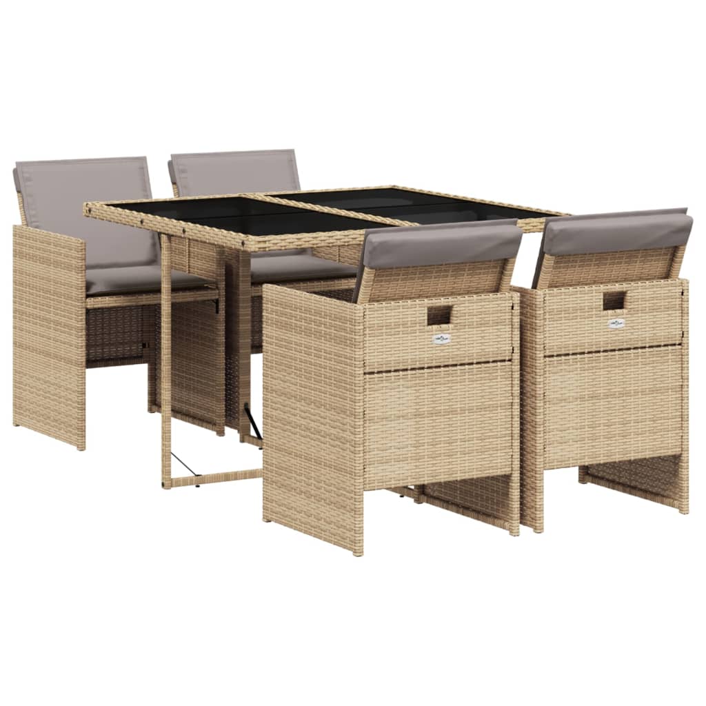 5-delige Tuinset met kussens poly rattan gemengd beige Tuinsets | Creëer jouw Trendy Thuis | Gratis bezorgd & Retour | Trendy.nl