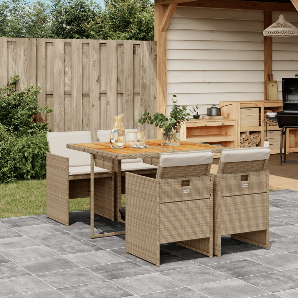 5-delige Tuinset met kussens poly rattan beige Tuinsets | Creëer jouw Trendy Thuis | Gratis bezorgd & Retour | Trendy.nl