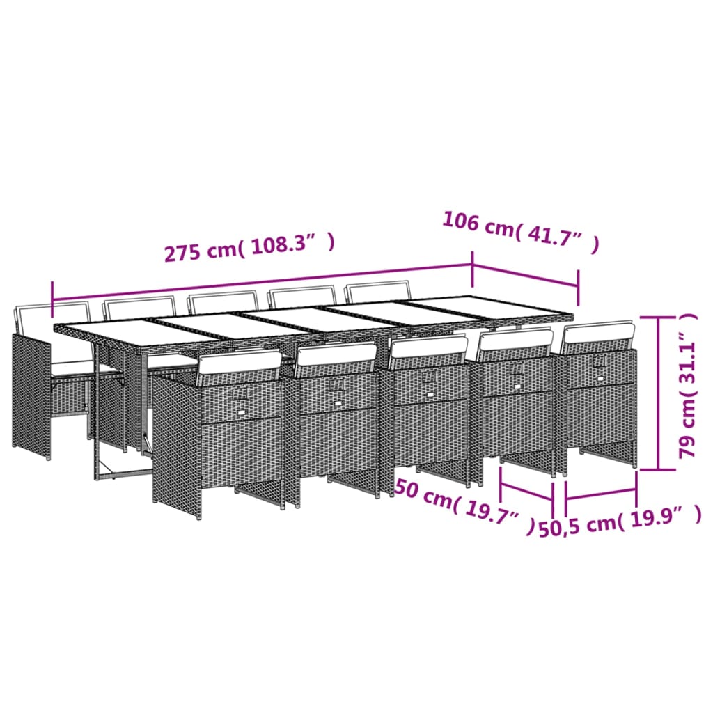 11-delige Tuinset met kussens poly rattan beige Tuinsets | Creëer jouw Trendy Thuis | Gratis bezorgd & Retour | Trendy.nl