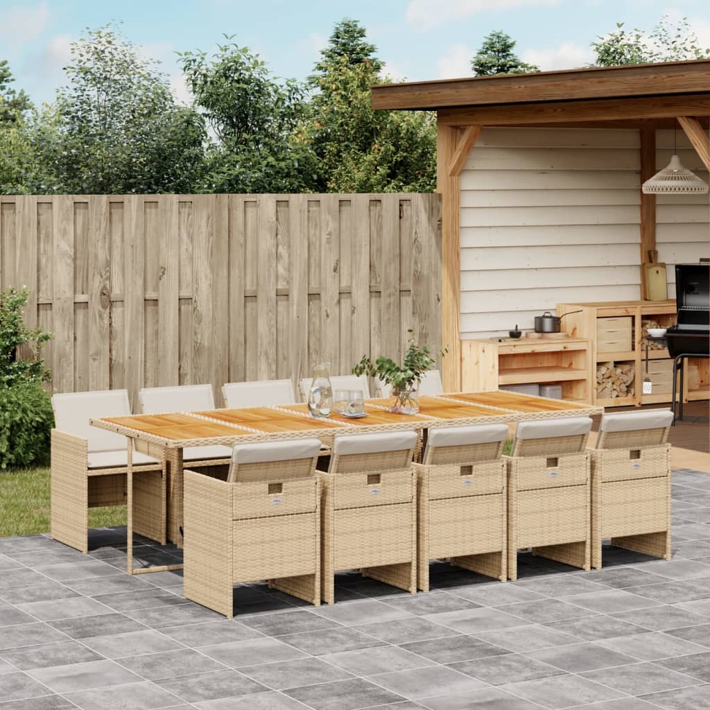 11-delige Tuinset met kussens poly rattan beige Tuinsets | Creëer jouw Trendy Thuis | Gratis bezorgd & Retour | Trendy.nl