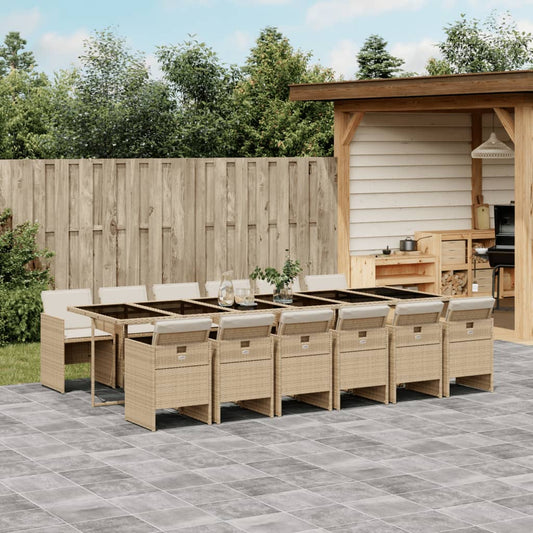 13-delige Tuinset met kussens poly rattan beige Tuinsets | Creëer jouw Trendy Thuis | Gratis bezorgd & Retour | Trendy.nl