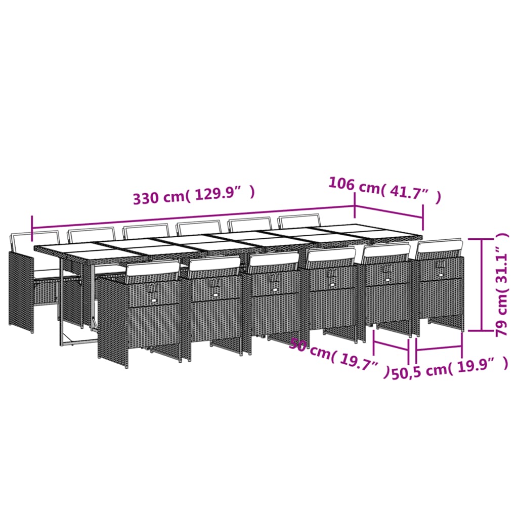 13-delige Tuinset met kussens poly rattan lichtgrijs Tuinsets | Creëer jouw Trendy Thuis | Gratis bezorgd & Retour | Trendy.nl