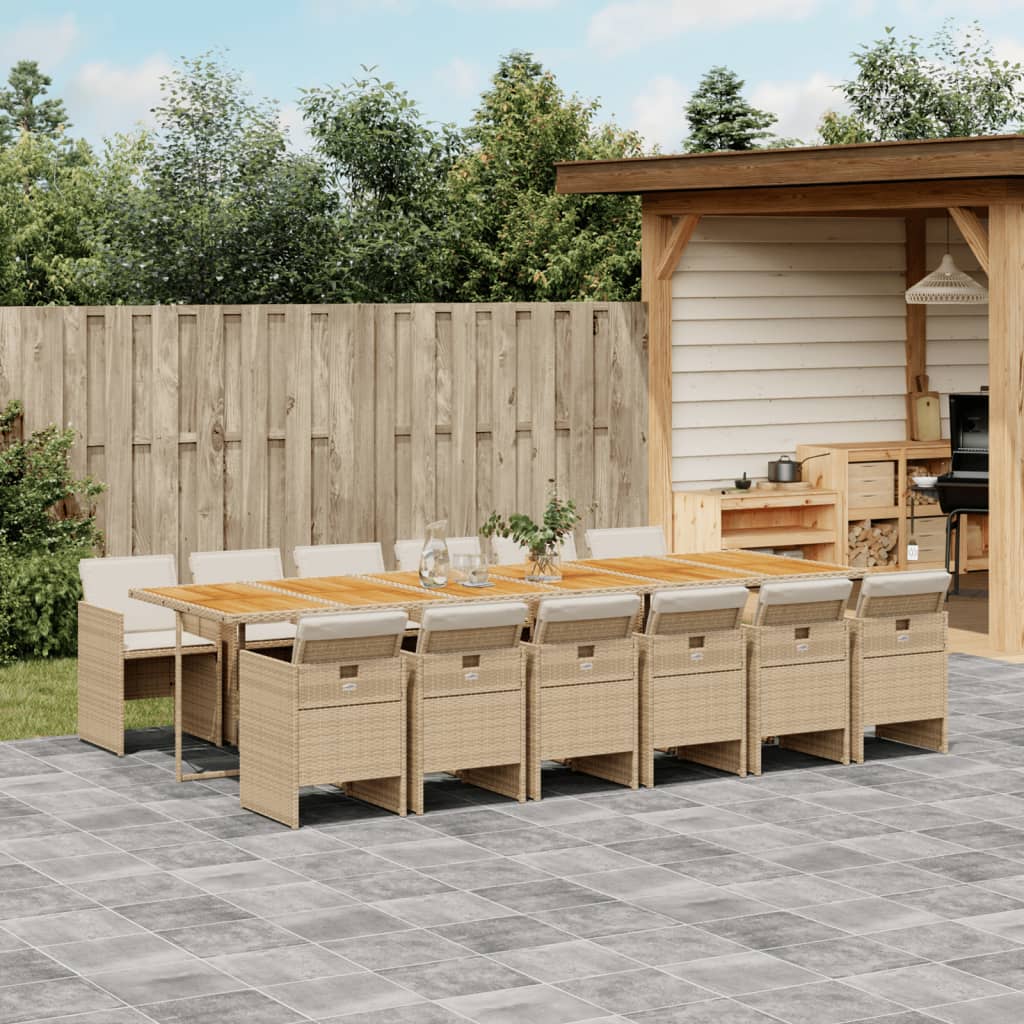 13-delige Tuinset met kussens poly rattan beige Tuinsets | Creëer jouw Trendy Thuis | Gratis bezorgd & Retour | Trendy.nl