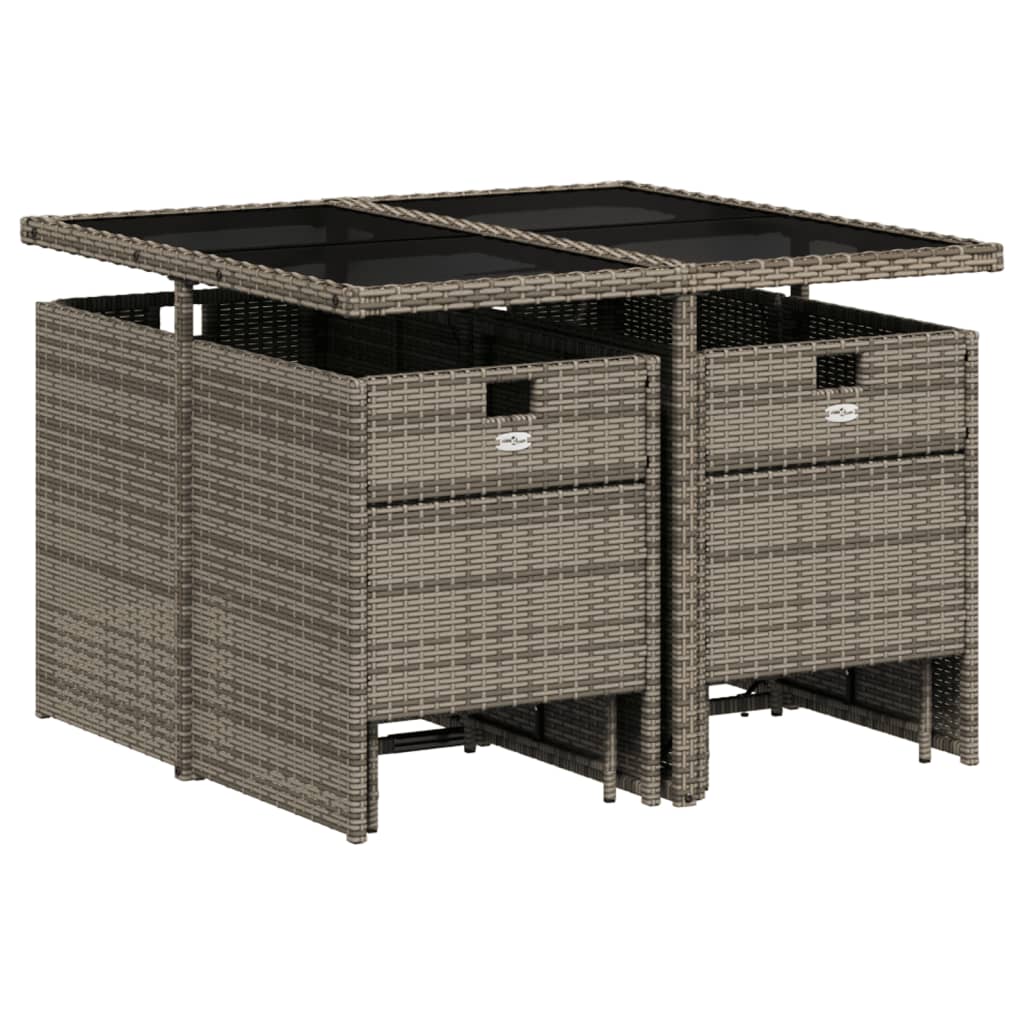 9-delige Tuinset met kussens poly rattan grijs Tuinsets | Creëer jouw Trendy Thuis | Gratis bezorgd & Retour | Trendy.nl