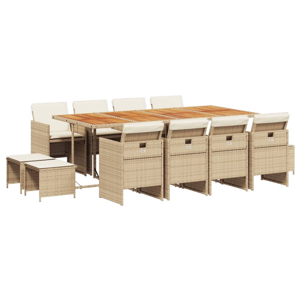 13-delige Tuinset met kussens poly rattan beige Tuinsets | Creëer jouw Trendy Thuis | Gratis bezorgd & Retour | Trendy.nl