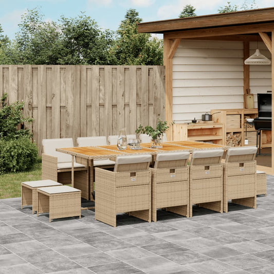 13-delige Tuinset met kussens poly rattan beige Tuinsets | Creëer jouw Trendy Thuis | Gratis bezorgd & Retour | Trendy.nl