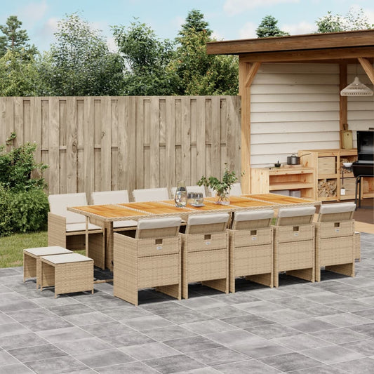 15-delige Tuinset met kussens poly rattan beige Tuinsets | Creëer jouw Trendy Thuis | Gratis bezorgd & Retour | Trendy.nl