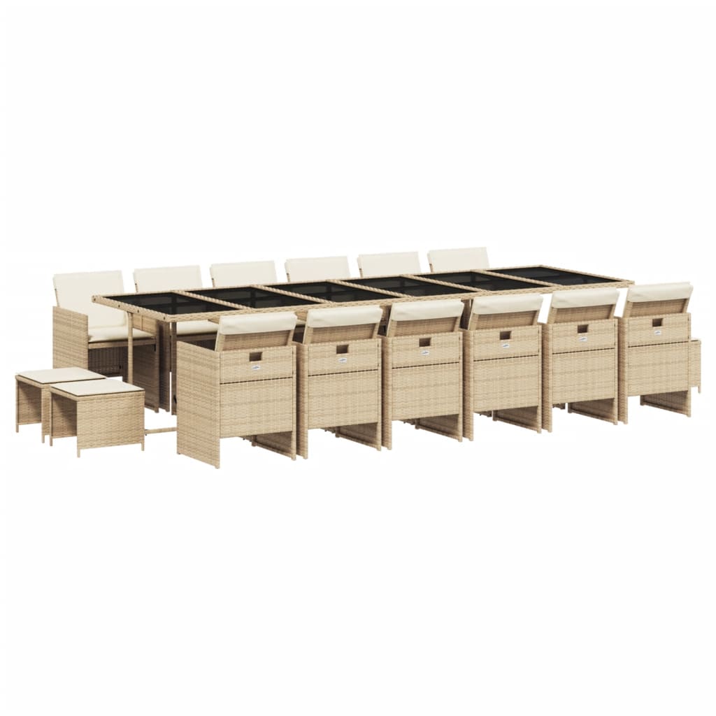 17-delige Tuinset met kussens poly rattan beige Tuinsets | Creëer jouw Trendy Thuis | Gratis bezorgd & Retour | Trendy.nl