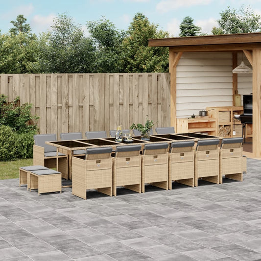 17-delige Tuinset met kussens poly rattan gemengd beige Tuinsets | Creëer jouw Trendy Thuis | Gratis bezorgd & Retour | Trendy.nl