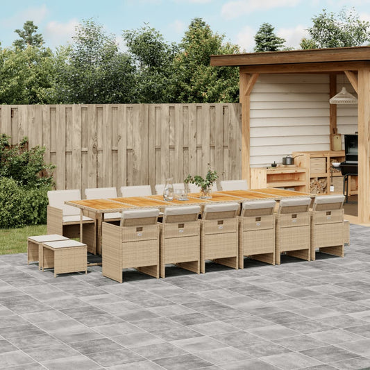 17-delige Tuinset met kussens poly rattan beige Tuinsets | Creëer jouw Trendy Thuis | Gratis bezorgd & Retour | Trendy.nl