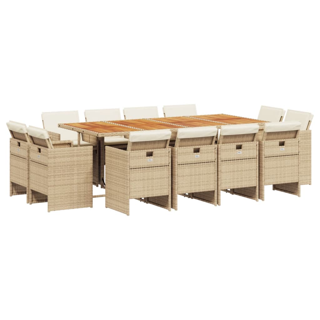 13-delige Tuinset met kussens poly rattan beige Tuinsets | Creëer jouw Trendy Thuis | Gratis bezorgd & Retour | Trendy.nl