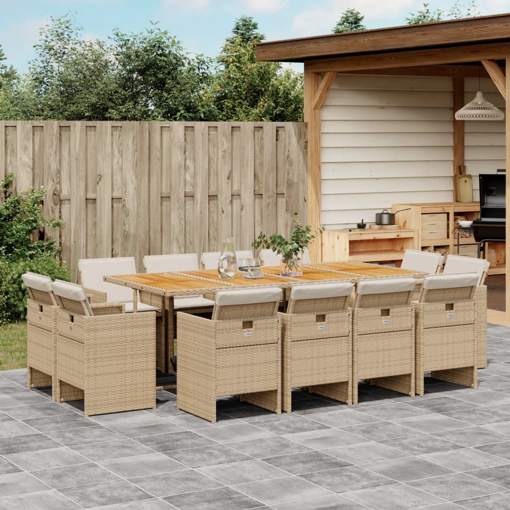 13-delige Tuinset met kussens poly rattan beige Tuinsets | Creëer jouw Trendy Thuis | Gratis bezorgd & Retour | Trendy.nl