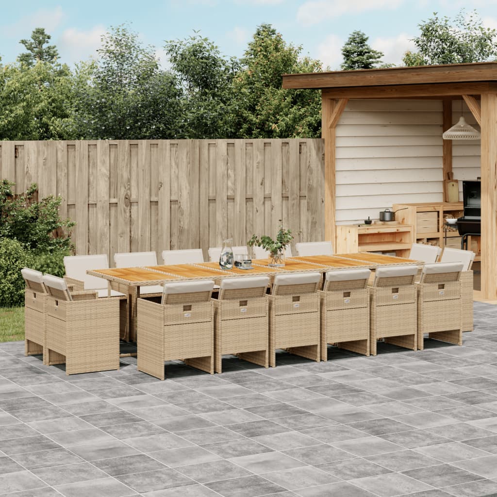 17-delige Tuinset met kussens poly rattan beige Tuinsets | Creëer jouw Trendy Thuis | Gratis bezorgd & Retour | Trendy.nl