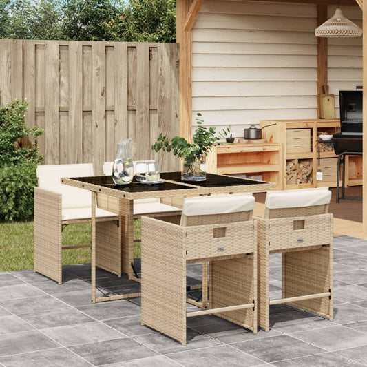 5-delige Tuinset met kussens poly rattan beige Tuinsets | Creëer jouw Trendy Thuis | Gratis bezorgd & Retour | Trendy.nl