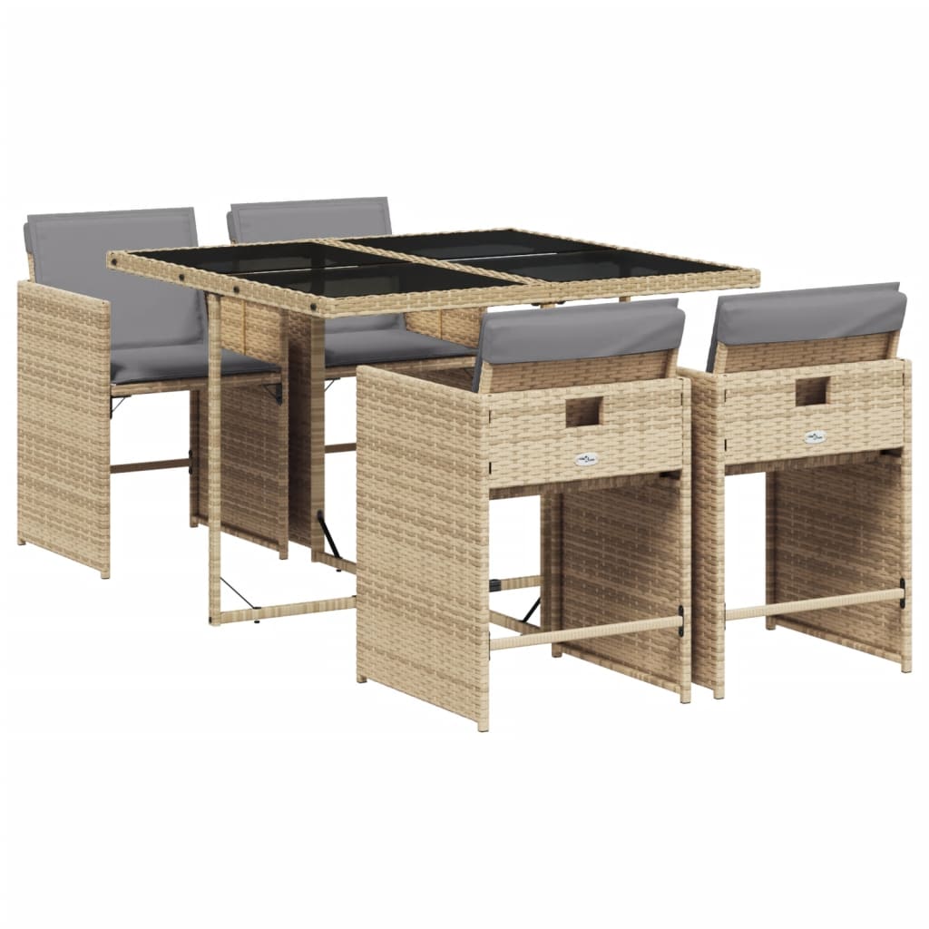 5-delige Tuinset met kussens poly rattan gemengd beige Tuinsets | Creëer jouw Trendy Thuis | Gratis bezorgd & Retour | Trendy.nl