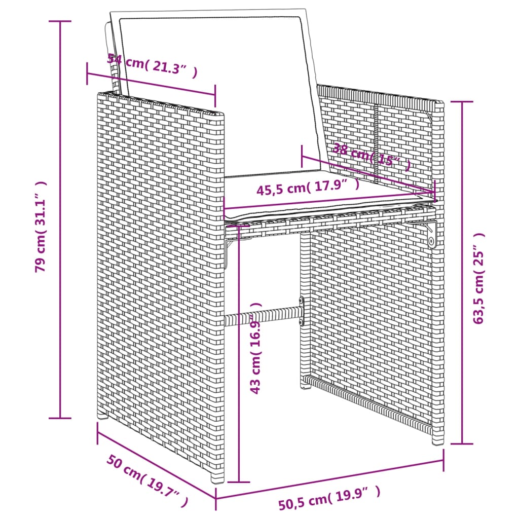 5-delige Tuinset met kussens poly rattan zwart Tuinsets | Creëer jouw Trendy Thuis | Gratis bezorgd & Retour | Trendy.nl