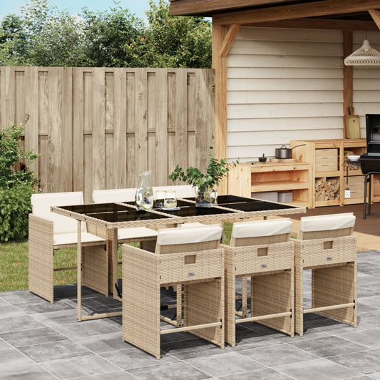 7-delige Tuinset met kussens poly rattan beige Tuinsets | Creëer jouw Trendy Thuis | Gratis bezorgd & Retour | Trendy.nl