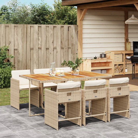 7-delige Tuinset met kussens poly rattan beige Tuinsets | Creëer jouw Trendy Thuis | Gratis bezorgd & Retour | Trendy.nl