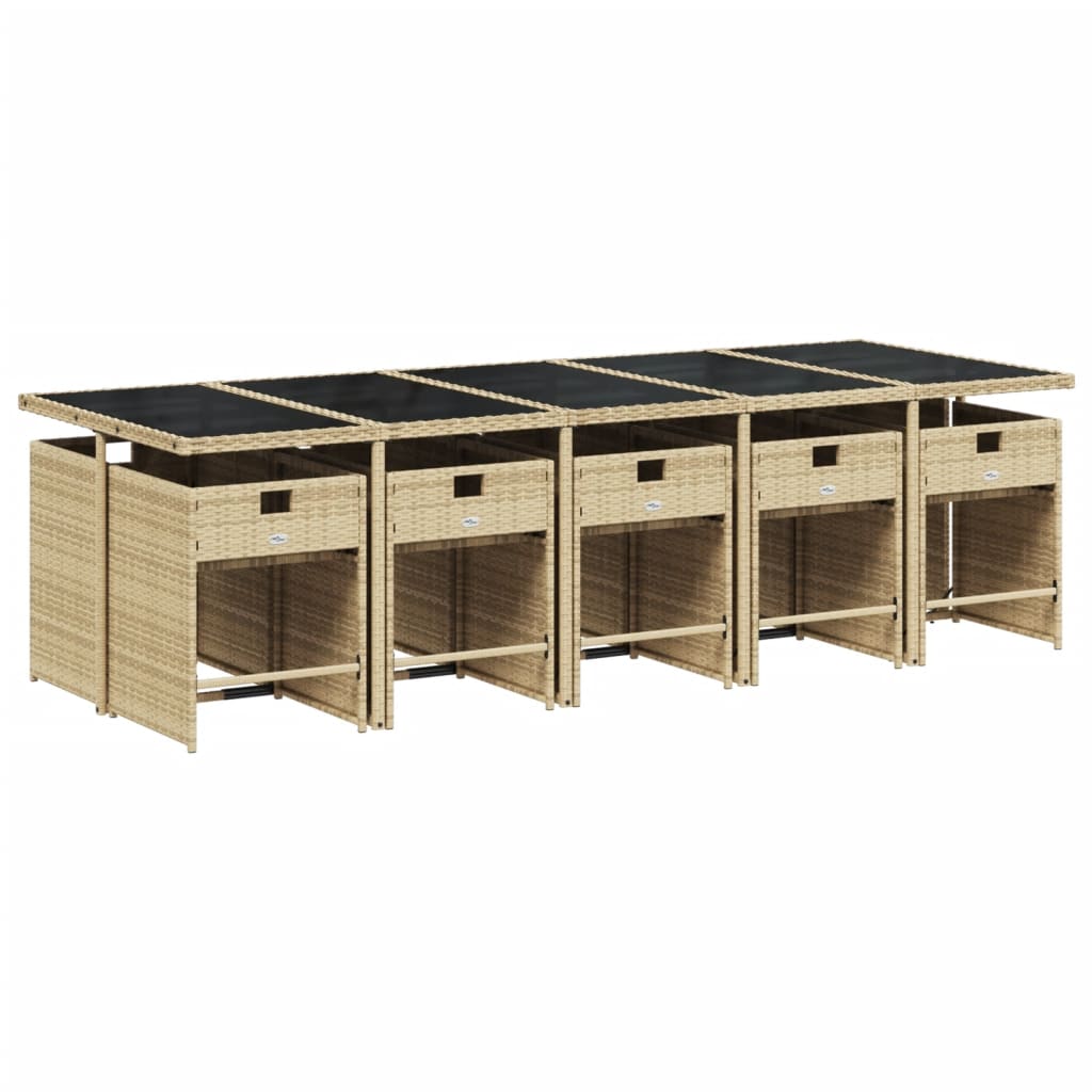 11-delige Tuinset met kussens poly rattan gemengd beige Tuinsets | Creëer jouw Trendy Thuis | Gratis bezorgd & Retour | Trendy.nl