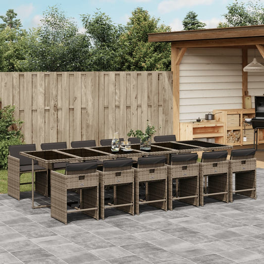 13-delige Tuinset met kussens poly rattan grijs Tuinsets | Creëer jouw Trendy Thuis | Gratis bezorgd & Retour | Trendy.nl