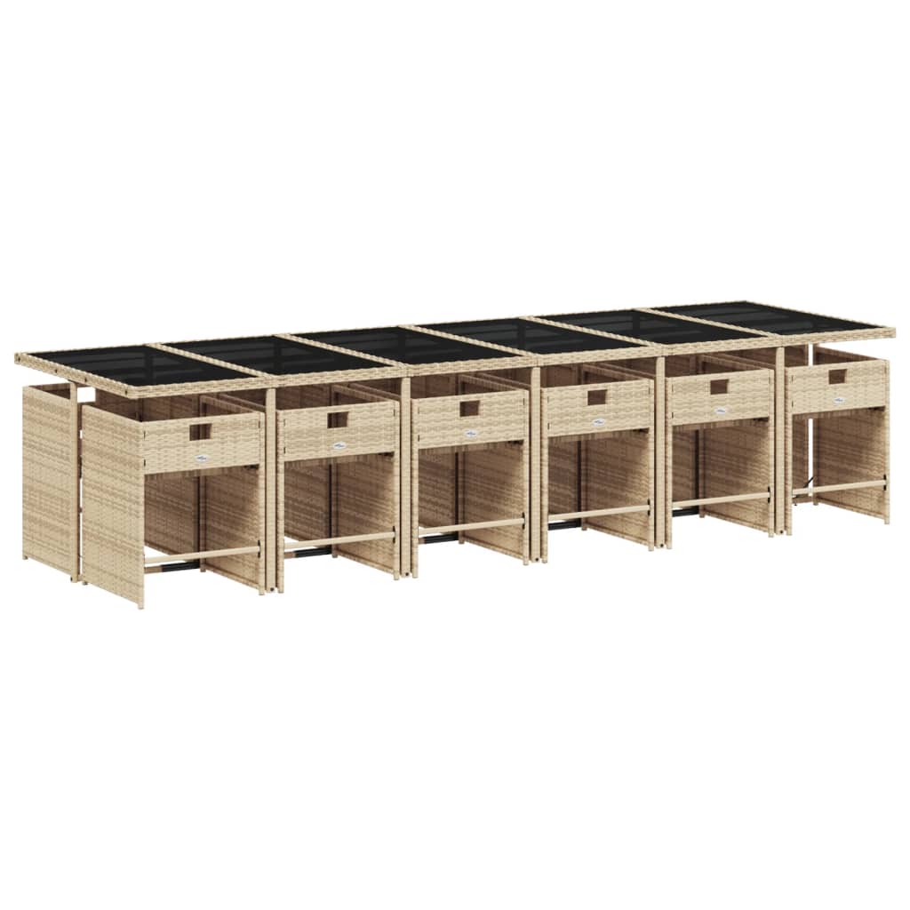 13-delige Tuinset met kussens poly rattan gemengd beige Tuinsets | Creëer jouw Trendy Thuis | Gratis bezorgd & Retour | Trendy.nl