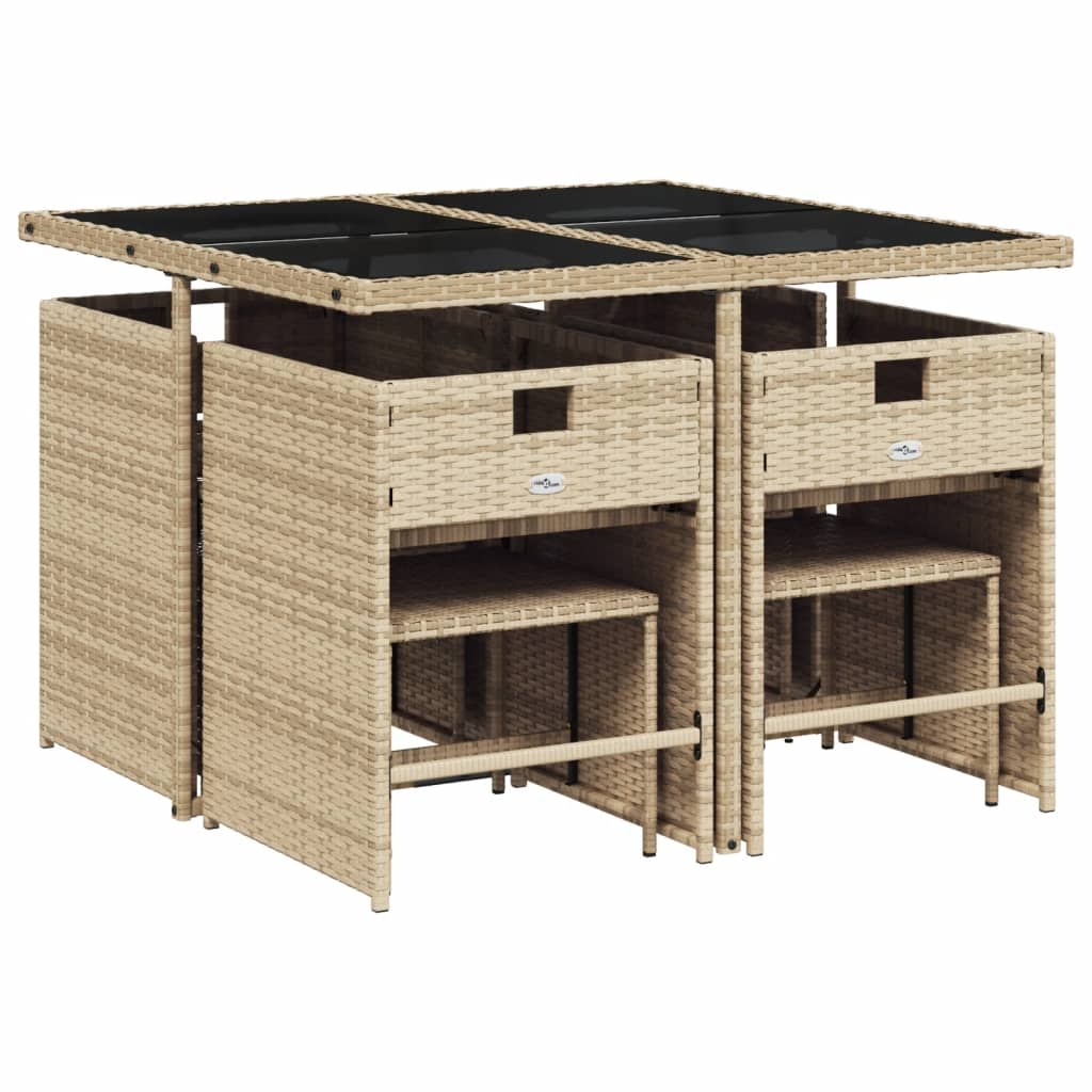 9-delige Tuinset met kussens poly rattan beige Tuinsets | Creëer jouw Trendy Thuis | Gratis bezorgd & Retour | Trendy.nl