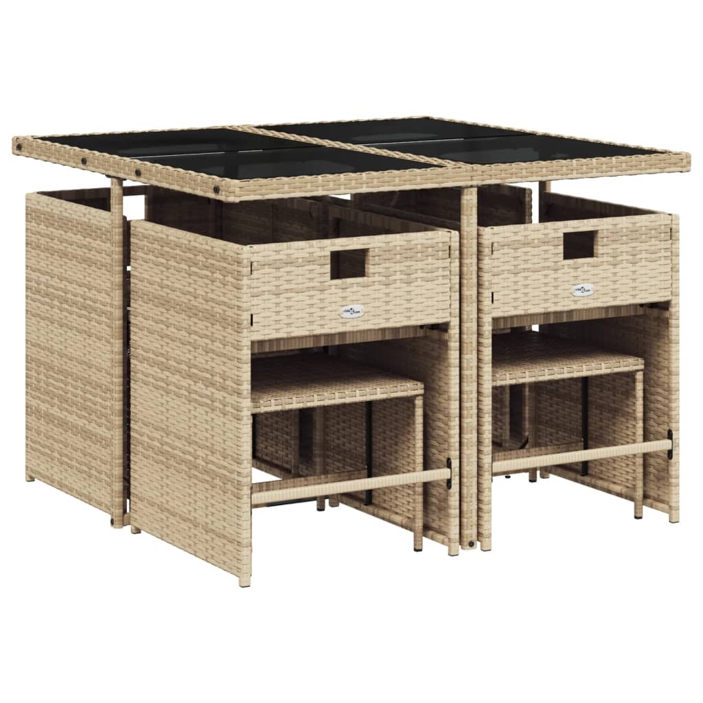 9-delige Tuinset met kussens poly rattan gemengd beige Tuinsets | Creëer jouw Trendy Thuis | Gratis bezorgd & Retour | Trendy.nl