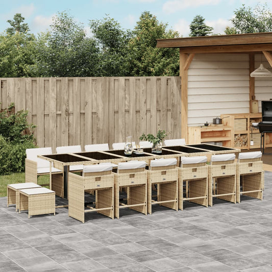 17-delige Tuinset met kussens poly rattan beige Tuinsets | Creëer jouw Trendy Thuis | Gratis bezorgd & Retour | Trendy.nl