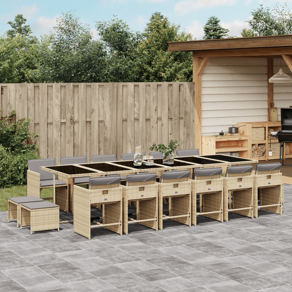 17-delige Tuinset met kussens poly rattan gemengd beige Tuinsets | Creëer jouw Trendy Thuis | Gratis bezorgd & Retour | Trendy.nl