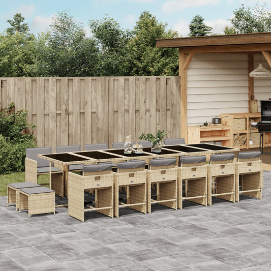 17-delige Tuinset met kussens poly rattan gemengd beige Tuinsets | Creëer jouw Trendy Thuis | Gratis bezorgd & Retour | Trendy.nl