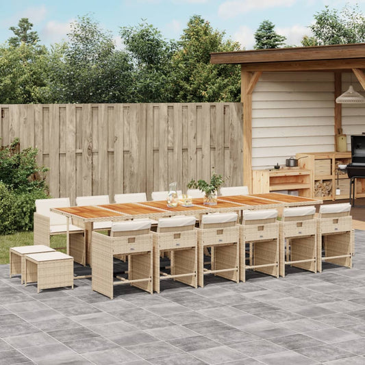 17-delige Tuinset met kussens poly rattan beige Tuinsets | Creëer jouw Trendy Thuis | Gratis bezorgd & Retour | Trendy.nl