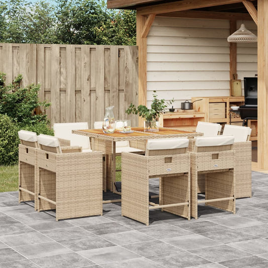 9-delige Tuinset met kussens poly rattan beige Tuinsets | Creëer jouw Trendy Thuis | Gratis bezorgd & Retour | Trendy.nl