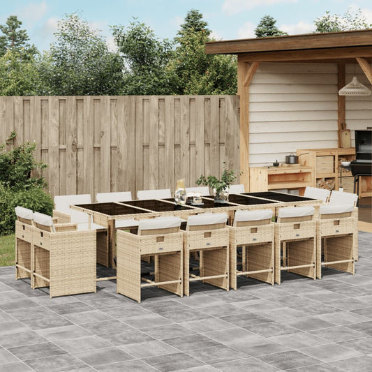 15-delige Tuinset met kussens poly rattan beige Tuinsets | Creëer jouw Trendy Thuis | Gratis bezorgd & Retour | Trendy.nl