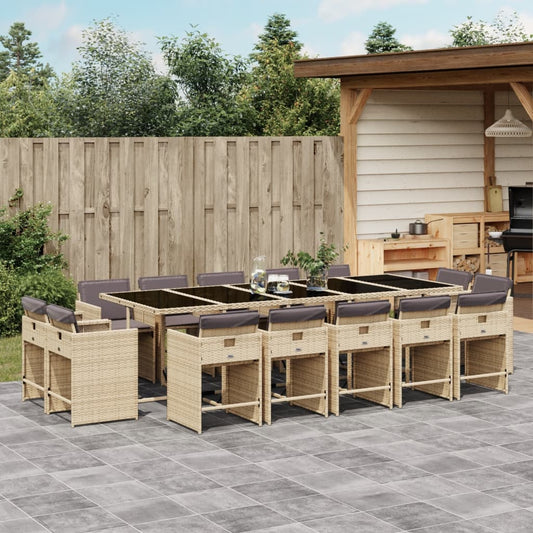 15-delige Tuinset met kussens poly rattan gemengd beige Tuinsets | Creëer jouw Trendy Thuis | Gratis bezorgd & Retour | Trendy.nl