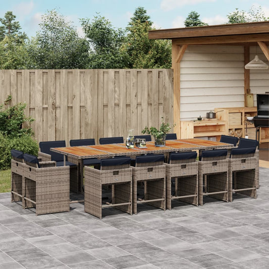 15-delige Tuinset met kussens poly rattan grijs Tuinsets | Creëer jouw Trendy Thuis | Gratis bezorgd & Retour | Trendy.nl