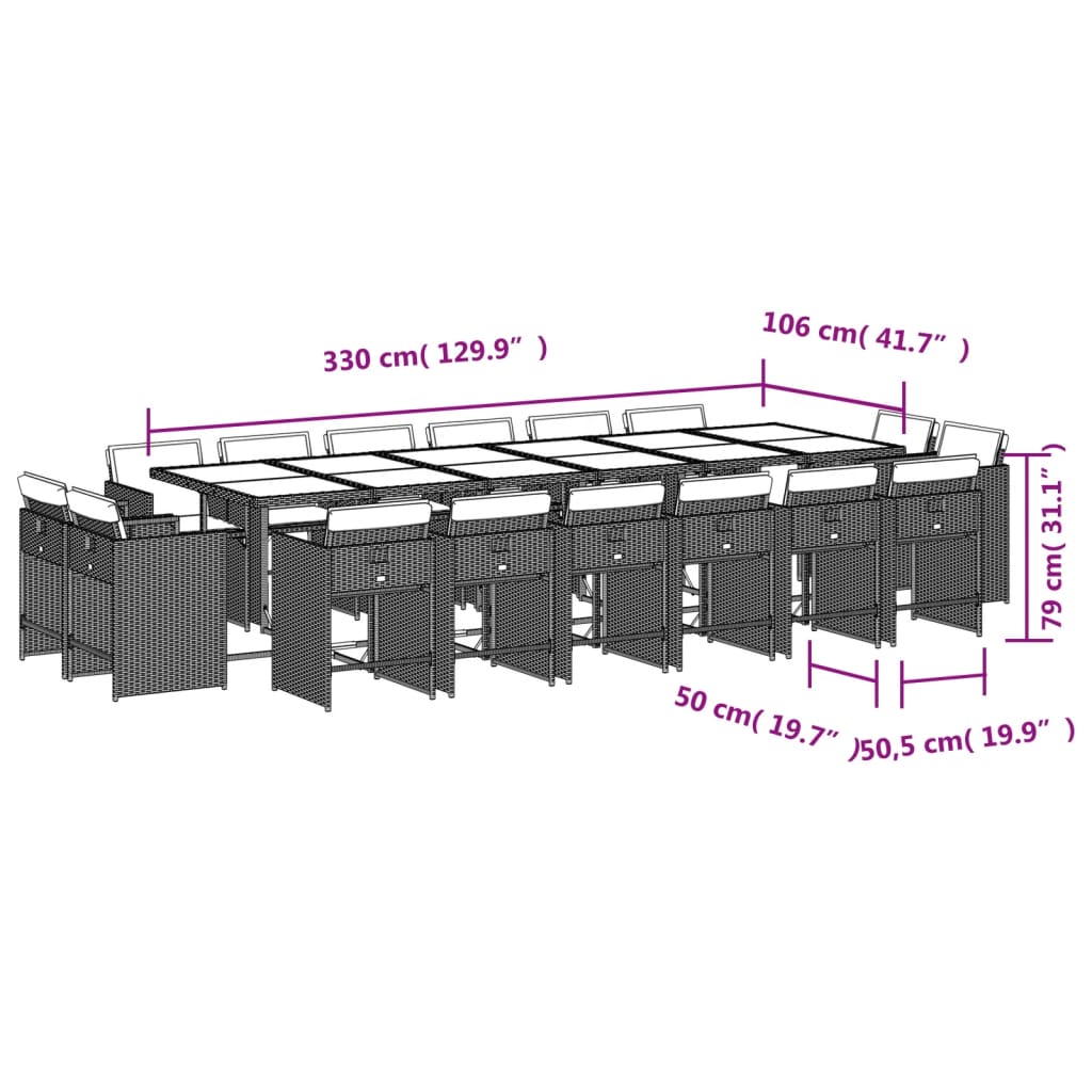 17-delige Tuinset met kussens poly rattan zwart Tuinsets | Creëer jouw Trendy Thuis | Gratis bezorgd & Retour | Trendy.nl