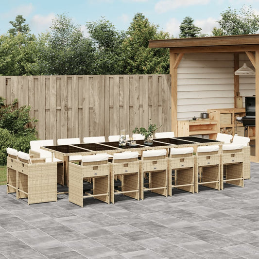 17-delige Tuinset met kussens poly rattan beige Tuinsets | Creëer jouw Trendy Thuis | Gratis bezorgd & Retour | Trendy.nl