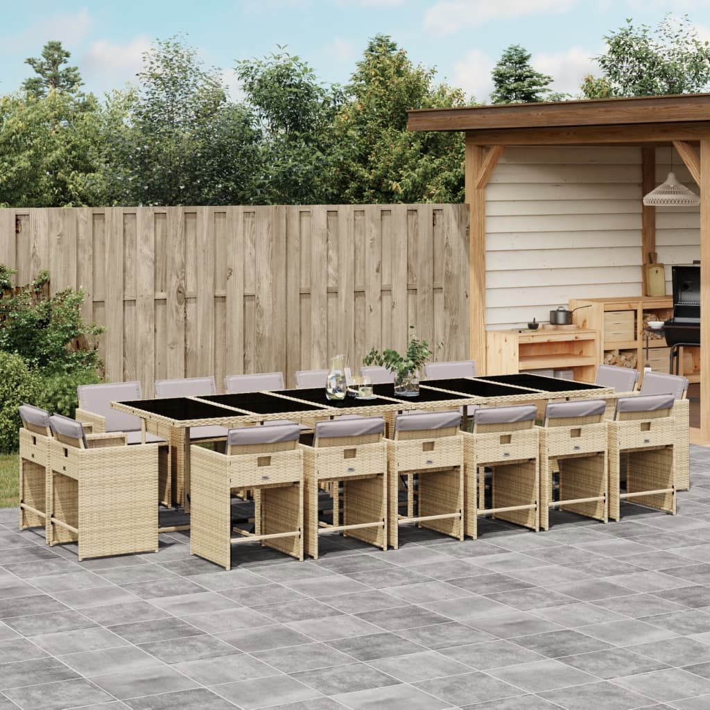 17-delige Tuinset met kussens poly rattan gemengd beige Tuinsets | Creëer jouw Trendy Thuis | Gratis bezorgd & Retour | Trendy.nl