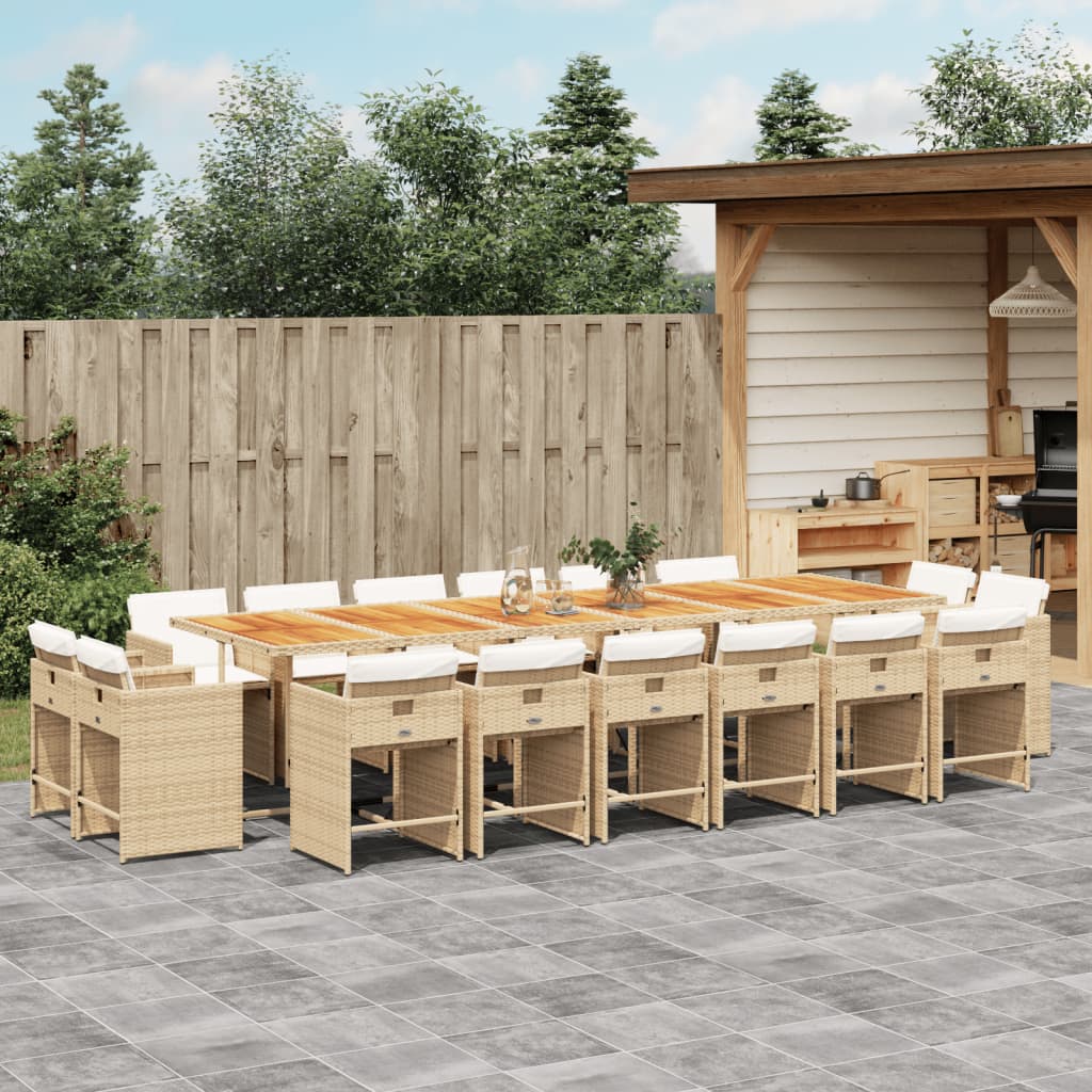 17-delige Tuinset met kussens poly rattan beige Tuinsets | Creëer jouw Trendy Thuis | Gratis bezorgd & Retour | Trendy.nl